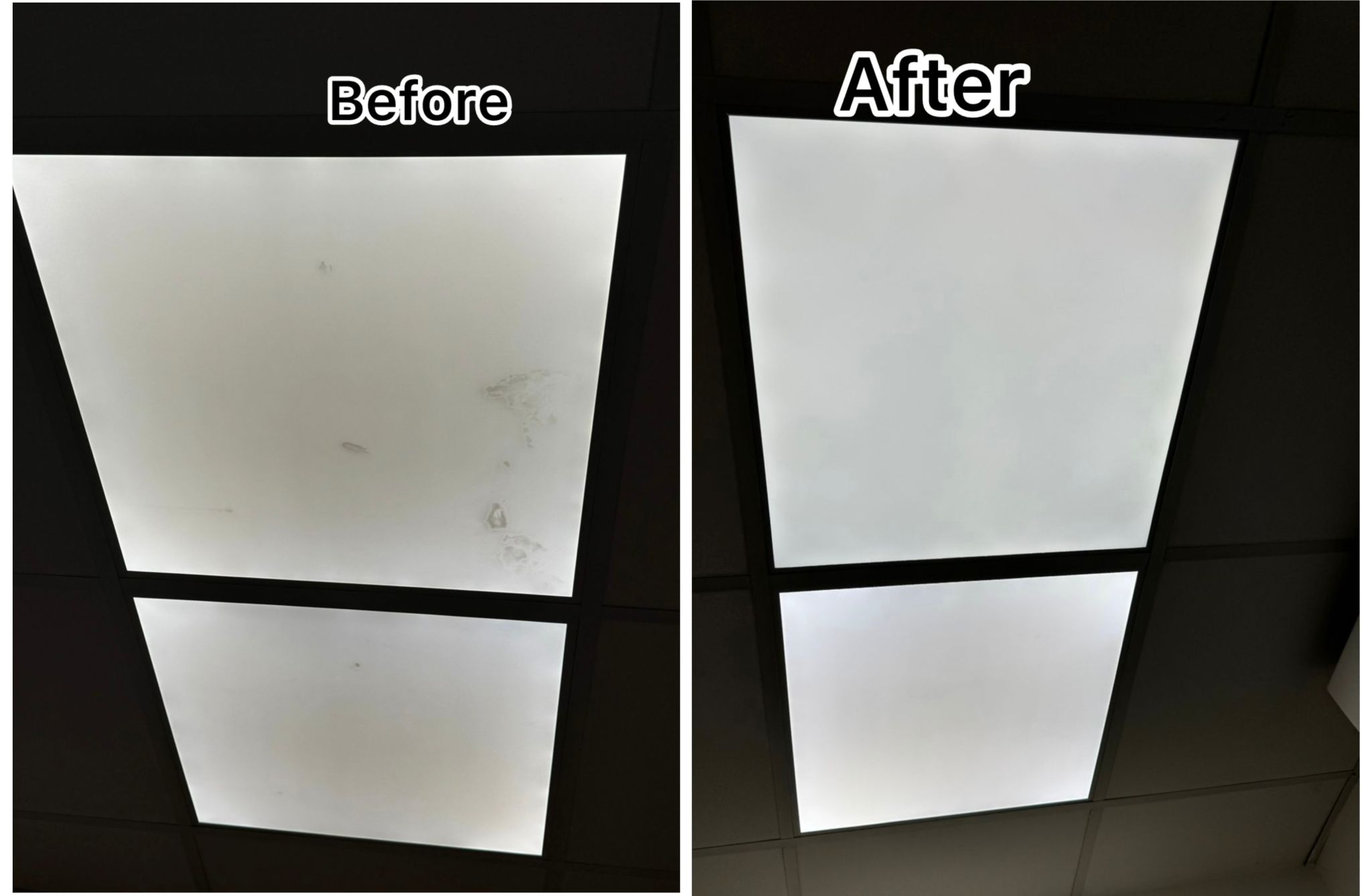 Before-and-After Ceiling Light Diffuser Cleaning & Restoration Service in Singapore